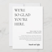 Moderne welkomstbrief & tijdlijn bruiloft Kaart (Voorkant)