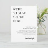 Moderne welkomstbrief & tijdlijn bruiloft Kaart (Staand voorkant)