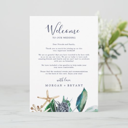 Moderne Welkomstbrief voor Nautical Wedding & Reis (Staand voorkant)