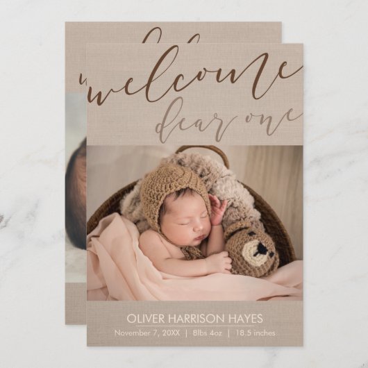 Moderne welkomstfoto geboorteaankondiging aankondiging (Voorkant / Achterkant)