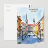 Moderne Wenen Oostenrijk Waterverf Schilderen Briefkaart (Voorkant / Achterkant)