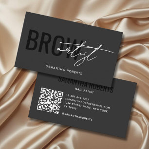 Moderne wenkbrauwkunstenaar QR-code grijs zwart Visitekaartje