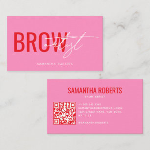 Moderne wenkbrauwkunstenaar QR-code roze Visitekaartje