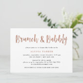 Moderne wens | Faux Roos Gold Brunch en Bubbly Kaart (Staand voorkant)