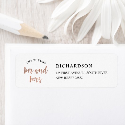 Moderne wens | Faux Roos Gold Future Mr en Mrs Etiket (Insitu)