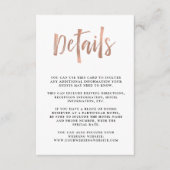 Moderne wens | Faux Roos Gold Wedding Gast Detail Informatiekaartje (Voorkant)