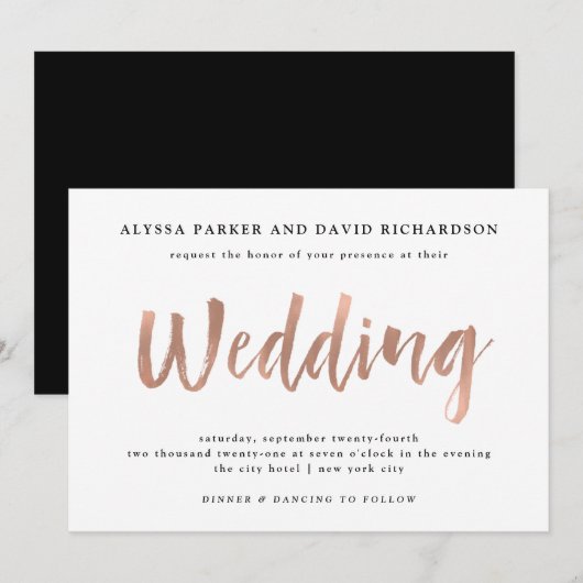 Moderne wens | Faux Roos gouden bruiloft Kaart (Voorkant / Achterkant)