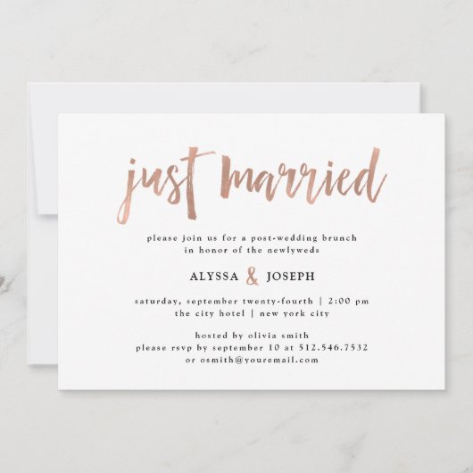 Moderne wens | Gewoon getrouwd na bruiloft brunch Kaart (Voorkant)