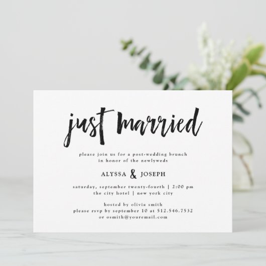 Moderne wens | Gewoon getrouwd na bruiloft brunch Kaart (Staand voorkant)