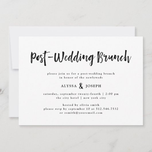 Moderne wens | Post Bruiloft Brunch Zwart-wit Kaart (Voorkant)