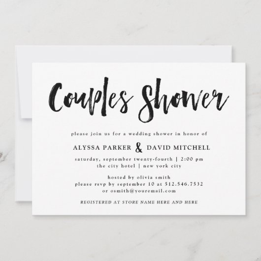 Moderne wens | Zwart-wit Couples Douche Kaart (Voorkant)