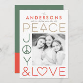 Moderne Wensen BEWERKBARE KLEUR Kerst Foto Kaart (Voorkant / Achterkant)