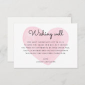 Moderne wensen goed. Roze hart. Trouwinzetstukken Informatiekaartje (Voorkant / Achterkant)