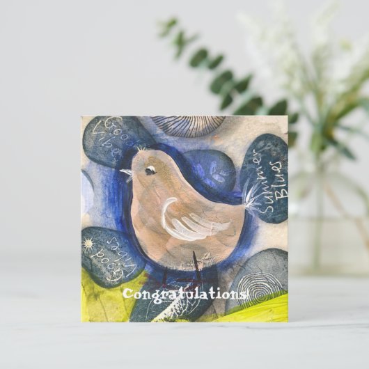 Moderne wenskaart, kokolibrie (Staand voorkant)