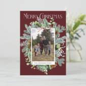 Moderne Wenskaart met Kerstmis Burgundy (Staand voorkant)