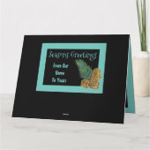 Moderne Wenskaart met Kerstmis zwart en Blauwgroen Kaart (Achterkant)