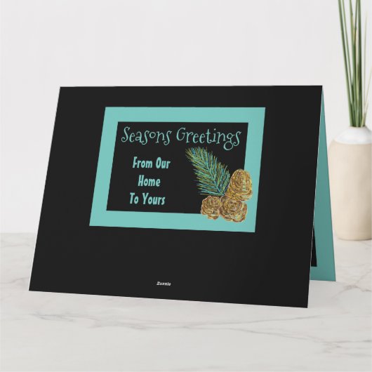 Moderne Wenskaart met Kerstmis zwart en Blauwgroen Kaart (Achterkant)