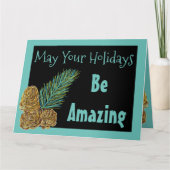 Moderne Wenskaart met Kerstmis zwart en Blauwgroen Kaart (Voorkant)