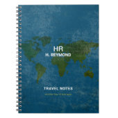 Moderne Wereldkaart Distress Blue Notitieboek (Voorkant)