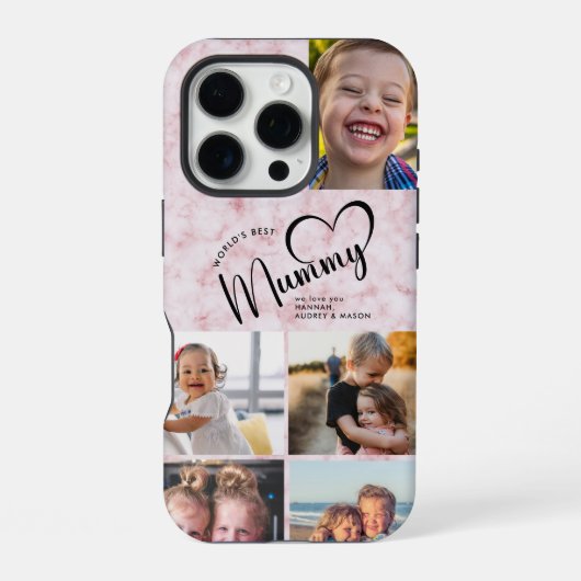 Moderne Wereld's Best Mummy Gift Foto Roze Marmer iPhone Hoesje (Achterkant)