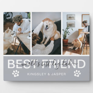 Moderne 'Werelds Beste Hond Papa' Fotocollage Plaq Fotoplaat