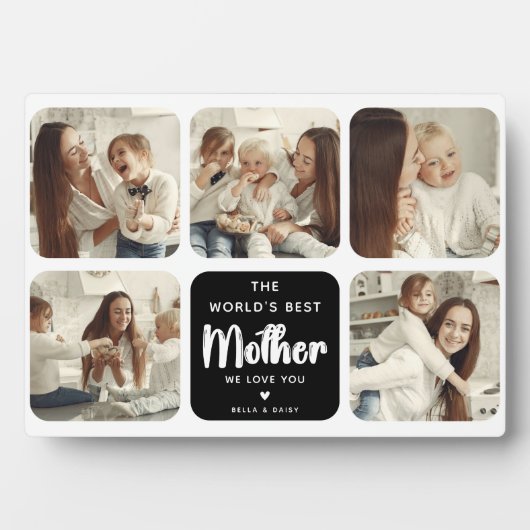 Moderne wereld's beste moeder 5 foto collage fotoplaat (voorkant)