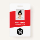 Moderne werknemer foto, barcode, Logo, naam Badge (Voorkant)