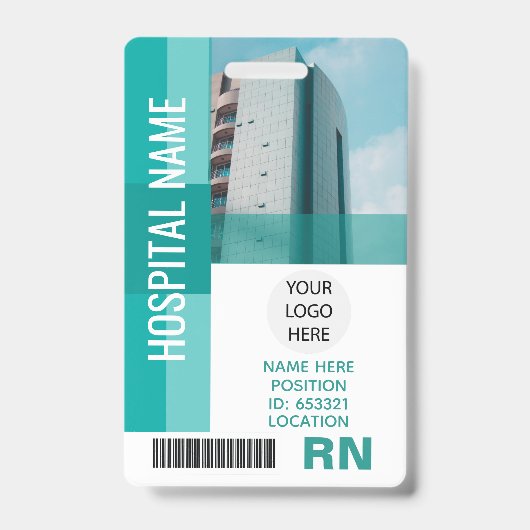 Moderne werknemer foto, barcode, Logo, naam-ID Badge (Voorkant)