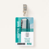 Moderne werknemer foto, barcode, Logo, naam-ID Badge (Voorkant met clip)