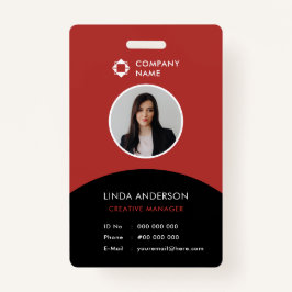 Moderne werknemer Foto ID Company Logo Black Red Badge