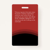 Moderne werknemer Foto ID Company Logo Black Red Badge (Achterkant)