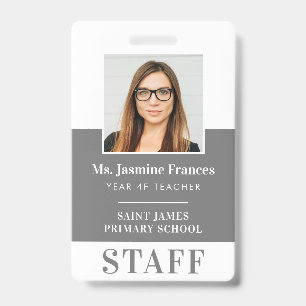 MODERNE WERKNEMER FOTO ID kaart eenvoudig grijs Badge