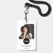 Moderne Werknemer Foto ID Kaart QR Code Wit Badge (Voorzijde met lanyard)