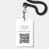 Moderne Werknemer Foto ID Kaart QR Code Wit Badge (Achterkant met lanyard)