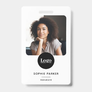 Moderne Werknemer Foto ID Kaart QR Code Wit Badge