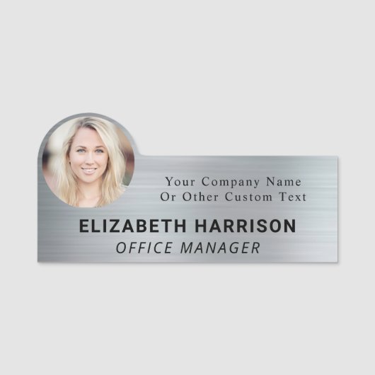 Moderne werknemer foto-id Silver Naamplaatje (Voorkant)