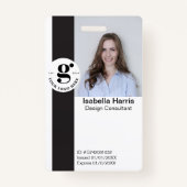 Moderne werknemer-ID-badge met foto- en QR-code Badge (Voorkant)