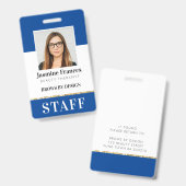 MODERNE WERKNEMER PASJE ID chic ontwerp blauw Badge (Voor- en achterkant)