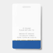 MODERNE WERKNEMER PASJE ID chic ontwerp blauw Badge (Achterkant)