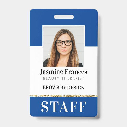 MODERNE WERKNEMER PASJE ID chic ontwerp blauw Badge (Voorzijde)