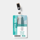 Moderne Werknemersfoto, Bar Code, Logo, Naam ID Badge (Voorzijde met clip)