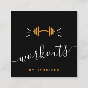 Moderne werkouts Gym Trainer Fitness Barbell Logo Vierkante Visitekaartje