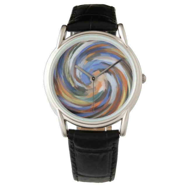 Moderne Wervel Abstracte Kunst #38 Horloge (Voorkant)