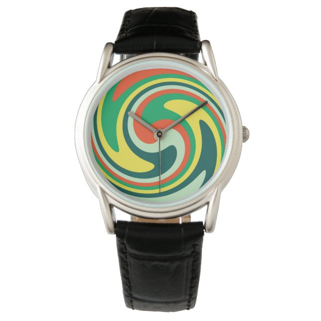 Moderne Wervelende Abstracte Kunst #53 Horloge (Voorkant)
