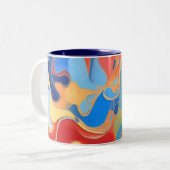 Moderne Wervelende Abstracte Kunst Tweekleurige Koffiemok (Voorkant links)