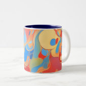 Moderne Wervelende Abstracte Kunst Tweekleurige Koffiemok (Voorkant rechts)