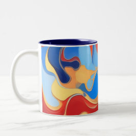 Moderne Wervelende Abstracte Kunst Tweekleurige Koffiemok