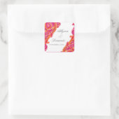 Moderne werveling Bloeiend Hart Tangerine Heet Roz Vierkante Sticker (Tas)