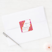 Moderne werveling Bloeiend Hart Tangerine Heet Roz Vierkante Sticker (Envelop)