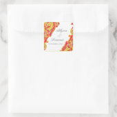 Moderne werveling bloeiend hart tangerine limoen g vierkante sticker (Tas)